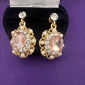 Elegant Gold and Pink Crystal Earrings